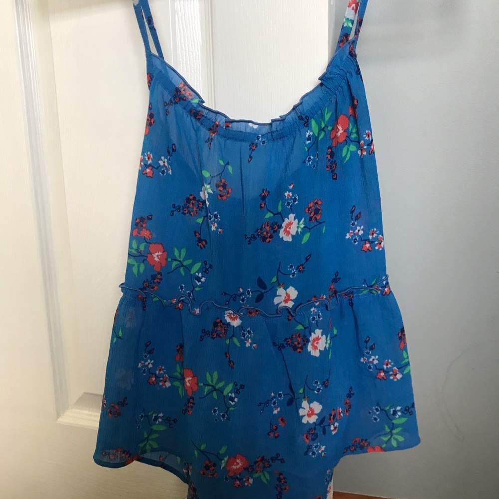 Blue Floral Tank Top